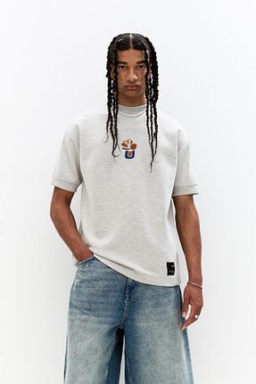 تیشرت طوسی مردانه رگولار Pull & Bear - کد 933207723
