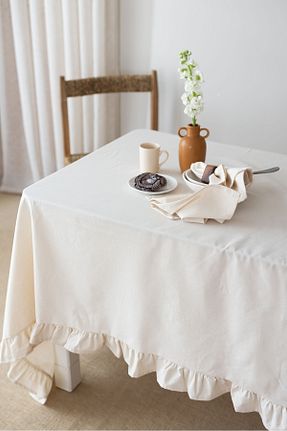 رومیزی بژ کتان Wellstil - کد 841900457