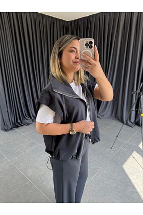 ست بالاتنه و پائین تنه طوسی زنانه رگولار BÜŞRA PERKER - کد 933199132
