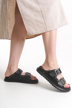 دمپائی مشکی زنانه چرم مصنوعی ELAIA SHOES - کد 933217806