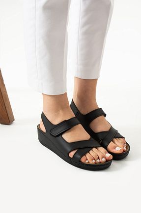 صندل مشکی زنانه پاشنه تخت AlbiShoes - کد 933275916
