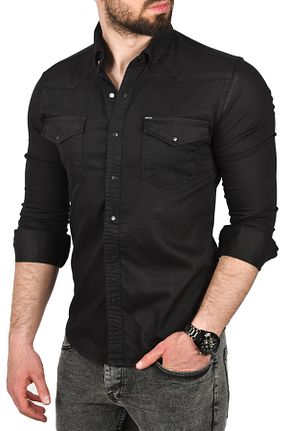 پیراهن مشکی مردانه اسلیم فیت DeepSea - کد 933234605