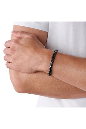 دستبند استیل (فولاد) مشکی مردانه استیل (فولاد) Armani Exchange - کد 816181603