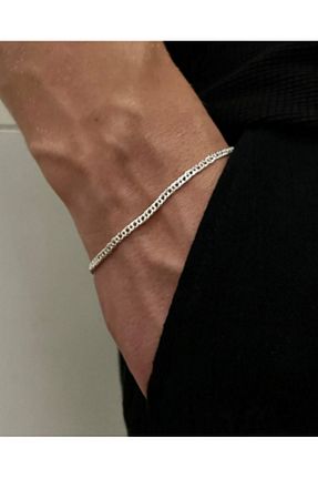 دستبند نقره طوسی مردانه 925 عیار Siset Gümüş - کد 934100613