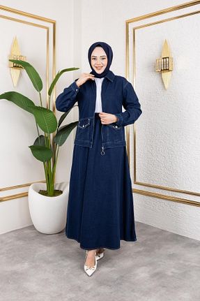 ست بالاتنه و پائین تنه حجاب سرمه ای زنانه رگولار HARMAN BUTİK - کد 925410462