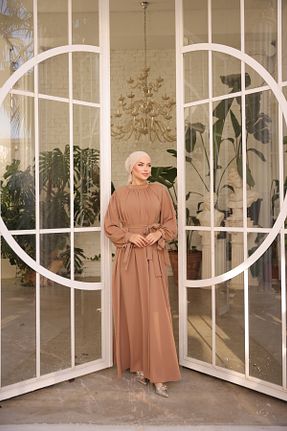 لباس حجاب بژ زنانه اورسایز Zaure - کد 835912533