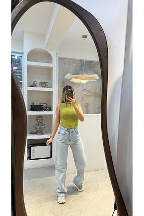 شلوار جین آبی زنانه پاچه گشاد SEVİNÇ GÜNGÖR - کد 933330240