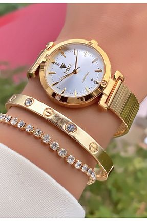 ساعت مچی طلائی زنانه 31-35 میلی متر Fiesta - کد 757643262