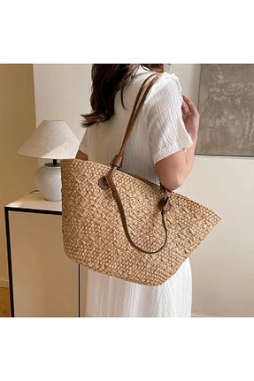 کیف ساحلی قهوه ای زنانه حصیر Luminos Butik - کد 933312180
