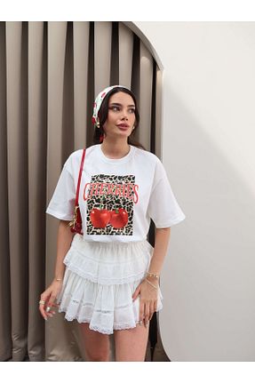 تیشرت سفید زنانه اورسایز ESRAHELVACI - کد 933337889