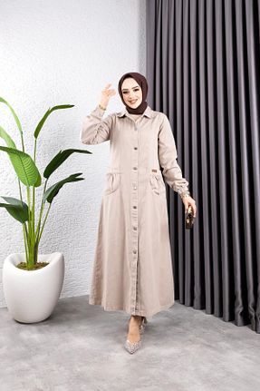 کلاه و ابایا بژ زنانه پنبه ای HARMAN BUTİK - کد 883230608