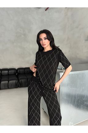 ست بالاتنه و پائین تنه مشکی زنانه بافتنی badibadii - کد 933338411