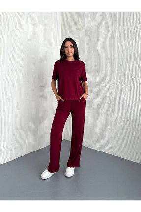 ست بالاتنه و پائین تنه زرشکی زنانه بافتنی Bella Breeze - کد 933338617
