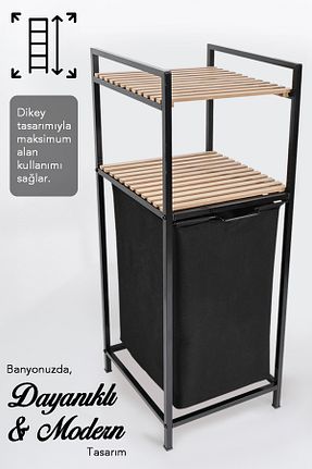 سبد لباس مشکی فلزی Meleni Home - کد 933334394
