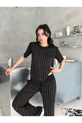 ست بالاتنه و پائین تنه مشکی زنانه بافتنی badibadii - کد 933338373