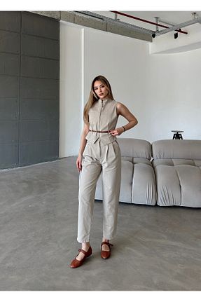 ست بالاتنه و پائین تنه بژ زنانه بافتنی Femistik - کد 933358947