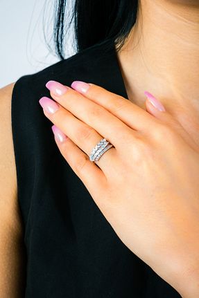 انگشتر نقره متالیک زنانه زیرکن Tezcan Silver - کد 904478484