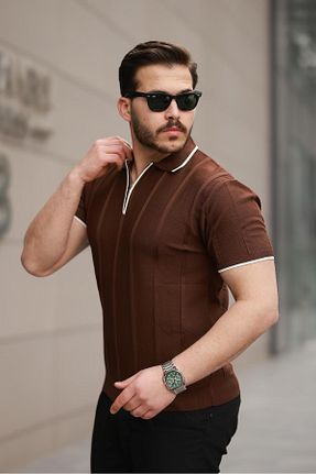 پولوشرت قهوه ای مردانه تریکو Miron - کد 927644000