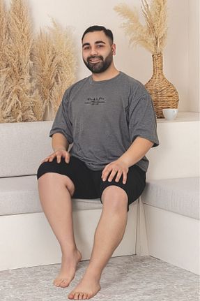 ست لباس راحتی سایز بزرگ مشکی مردانه ساده Farya Home - کد 933350822