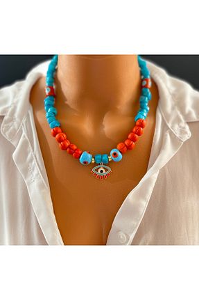 گردنبند جواهر نارنجی زنانه شیشه Limi Design - کد 818969507