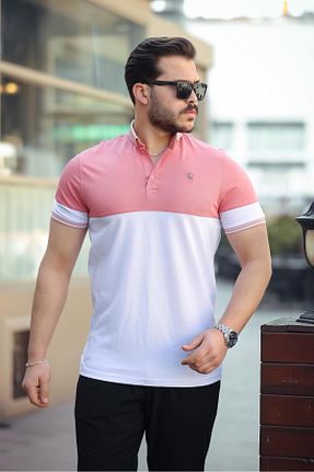 پولوشرت صورتی مردانه پنبه پلی استر Miron - کد 902959741