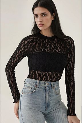 بلوز مشکی زنانه اسلیم فیت Hiccup - کد 903982976