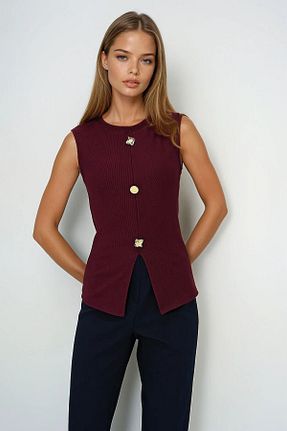 بلوز زرشکی زنانه ساده NATUFIAN STORE - کد 933387413