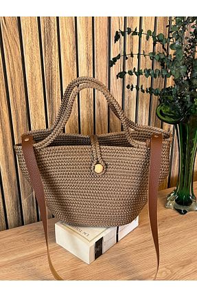 کیف دوشی قهوه ای زنانه پنبه پلی استر Hasırhane - کد 933382615