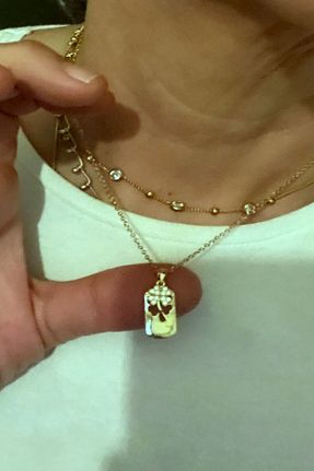 گردنبند استیل ( فولاد ) زرد زنانه استیل (فولاد) DLK TAKI - کد 933391155
