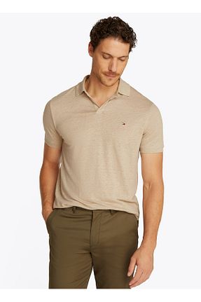 پولوشرت خاکی مردانه کتان Tommy Hilfiger - کد 933433755