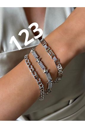 دستبند استیل (فولاد) طوسی زنانه استیل (فولاد) biralışveriş - کد 933448458