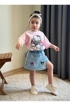 ست بالاتنه و پائین تنه صورتی بچه گانه جین ALZEY GİYİM - کد 934195697