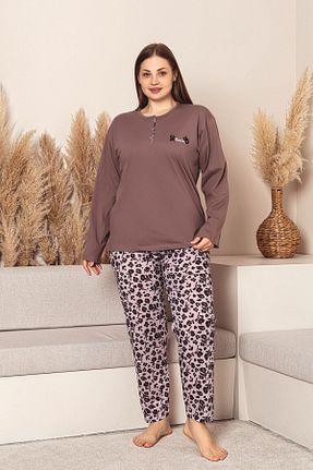 ست لباس راحتی قهوه ای زنانه گلدار Nisanca - کد 642484752