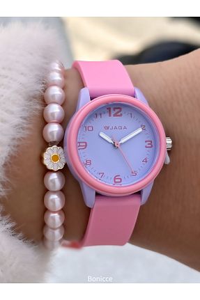 ساعت مچی صورتی بچه گانه سیلیکون Jaga - کد 934225887