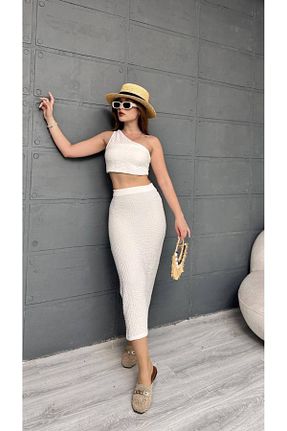 ست بالاتنه و پائین تنه سفید زنانه جین Butik - کد 933492751