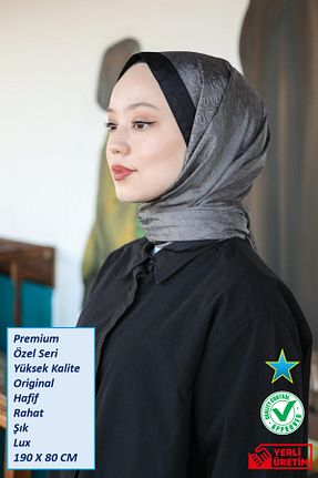 روسری طوسی İpek Vual Hint İpek - کد 927129773