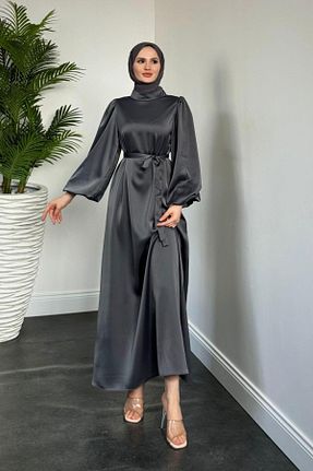 لباس حجاب طوسی زنانه 3/4 Boy MERVEN AKYÜZ - کد 933608293