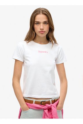 تیشرت سفید زنانه یقه دوچرخه SUPERDRY - کد 933610946
