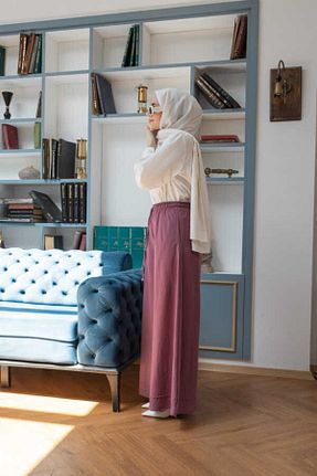 شلوار حجاب بنفش بافت Neways - کد 933628579