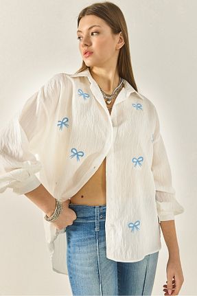 پیراهن سفید زنانه یقه پیراهنی Bianco Lucci - کد 933658888