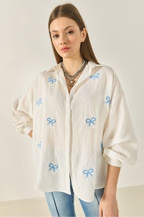 پیراهن سفید زنانه یقه پیراهنی Bianco Lucci - کد 933658888