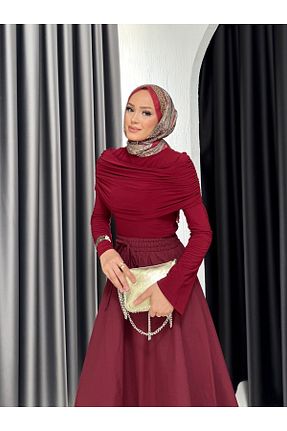 بلوز حجاب زرشکی بیکر Melike Tatar - کد 933678825