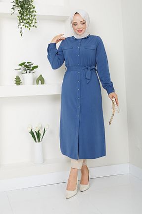 تونیک حجاب سرمه ای زنانه پلی استر Doque - کد 851384487