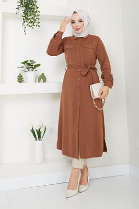 تونیک حجاب قهوه ای زنانه پلی استر Doque - کد 851403487