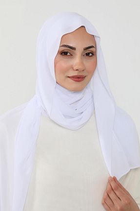 شال سفید زنانه پلی استر Aisha