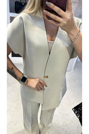 ست بالاتنه و پائین تنه بژ زنانه فاق بلند SEVİNÇ GÜNGÖR - کد 933719167