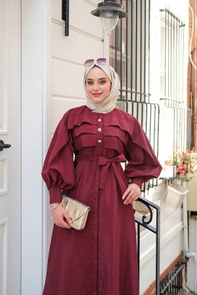 لباس حجاب زرشکی زنانه کلوش Butik - کد 933751414