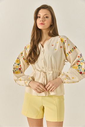 پیراهن بژ زنانه یقه هفت Bianco Lucci - کد 933744826
