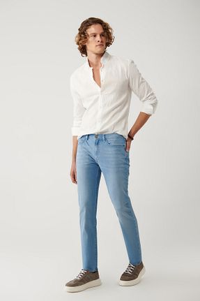 شلوار جین آبی مردانه پاچه تنگ Avva - کد 818017710