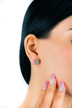 گوشواره نقره متالیک زنانه 925 عیار Tezcan Silver - کد 904195491